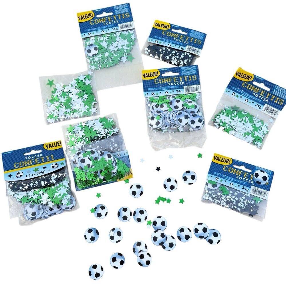 Soccer Confetti Lot NEW & NWOT Soccer Balls + Green Black Silver Star Confetti